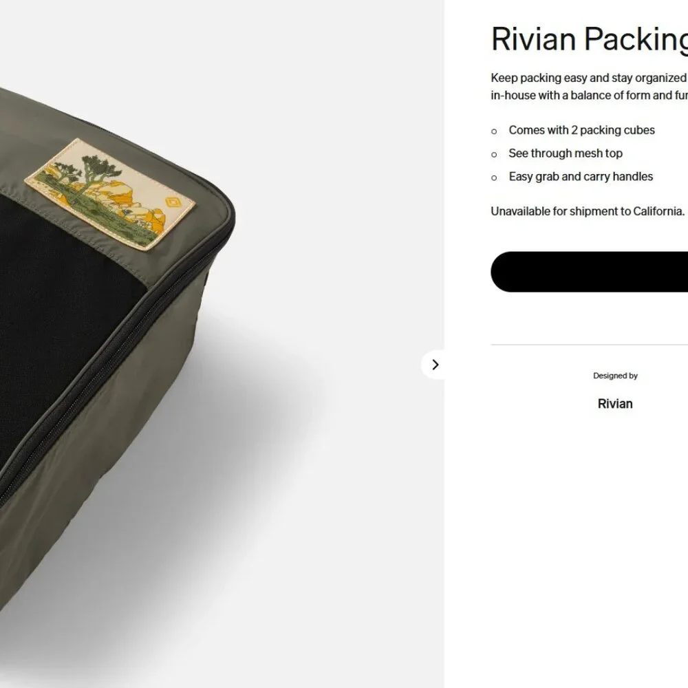 Rivian Duffel + Packing Cube Set – Forest Edge, CA Exclusive – Brand New